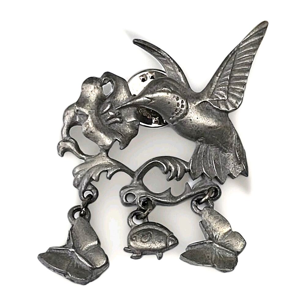 Lindsay Claire Pewter Hummingbird Butterflies Ladybug Pin Brooch Vintage